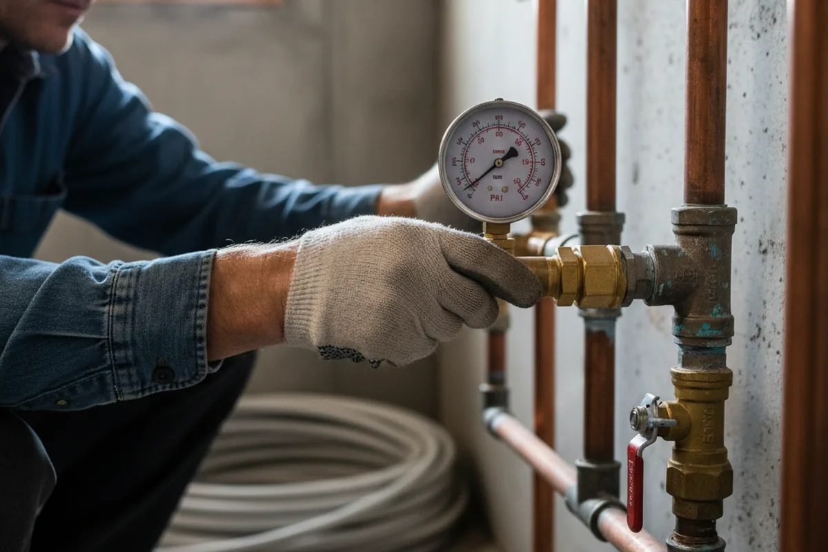 Pressure testing a repaired line during Water Line Repair in Belvedere Tiburon